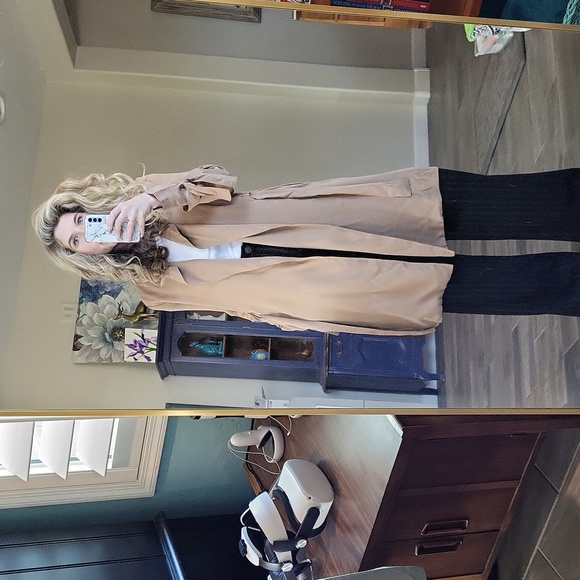 Splendid Open Front Trench Coat1 Lightweight Tie Gatherer attach Cuffs Size XS - Picture 1 of 16